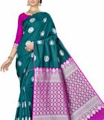 Green Woven Banarasi Silk Saree With Blouse