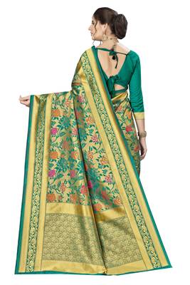 Multicolor Woven  Art Silk Saree With Blouse 3