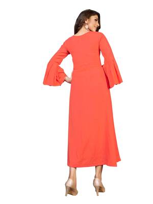 Orange embroidered rayon heavy-work-kurtis 2