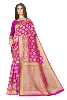 Pink Woven art  Silk Saree With Blouse 1