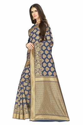Royal Blue Woven art  Silk Saree With Blouse 2