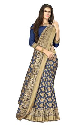 Royal Blue Woven art  Silk Saree With Blouse 4