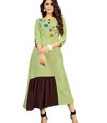Green embroidered rayon embroidered-kurtis