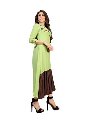 Green embroidered rayon embroidered-kurtis 3