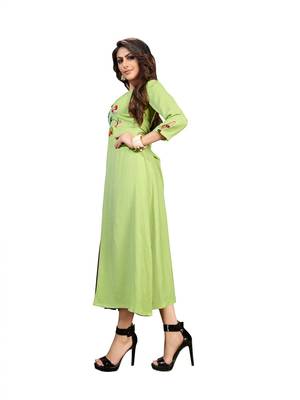 Green embroidered rayon embroidered-kurtis 4