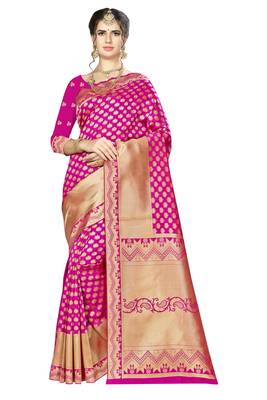 Pink Woven  Art Silk Saree With Blouse 1