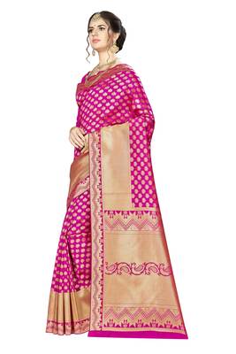 Pink Woven  Art Silk Saree With Blouse 2