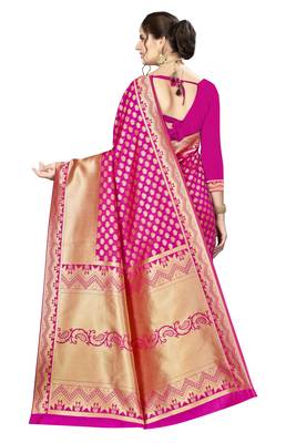 Pink Woven  Art Silk Saree With Blouse 3