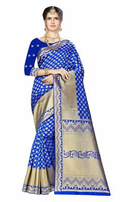 Blue Woven art  Silk Saree With Blouse 1