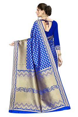 Blue Woven art  Silk Saree With Blouse 3