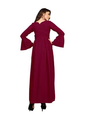 Maroon embroidered rayon long-kurtis 2