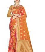 Orange Woven  Art Silk Saree With Blouse