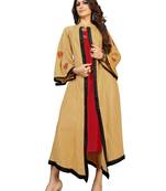 Beige hand woven rayon ethnic-kurtis