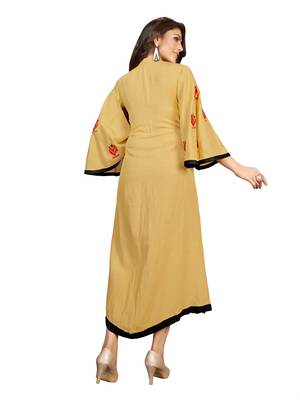 Beige hand woven rayon ethnic-kurtis 2