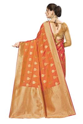 Orange Woven  Art Silk Saree With Blouse 3