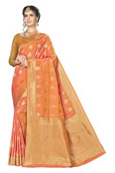 Orange Woven  Art Silk Saree With Blouse