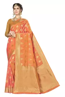 Orange Woven  Art Silk Saree With Blouse