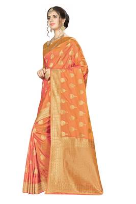 Orange Woven  Art Silk Saree With Blouse 2