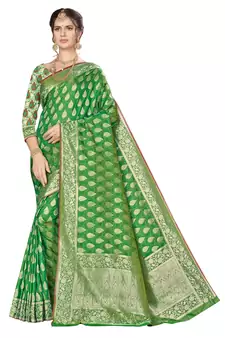 Green Woven  Art Silk Saree With Blouse