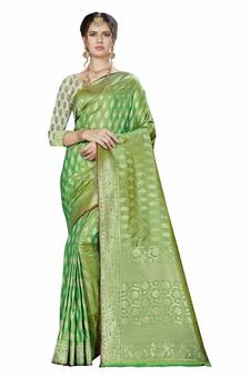 Green Woven  Art Silk Saree With Blouse
