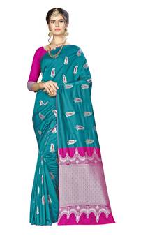 Green Woven  Art Silk Saree With Blouse