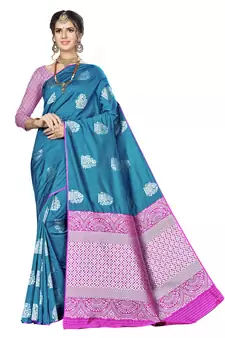 Blue Woven  Art Silk Saree With Blouse