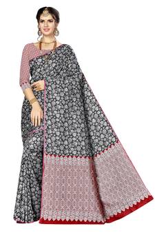 Multicolor Woven  Art Silk Saree With Blouse
