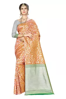 Orange Woven  Art Silk Saree With Blouse