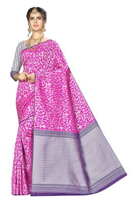 Pink Woven  Art Silk Saree With Blouse 1
