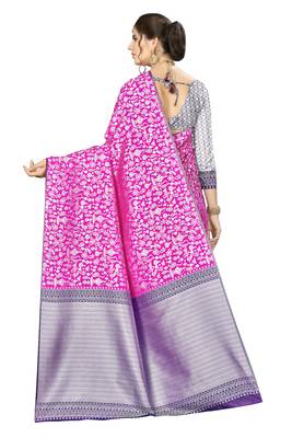 Pink Woven  Art Silk Saree With Blouse 3