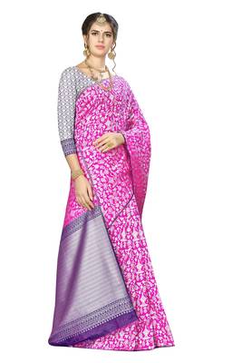 Pink Woven  Art Silk Saree With Blouse 4