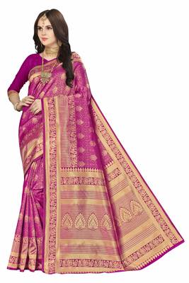 Purple Woven  Art Silk Saree With Blouse 1