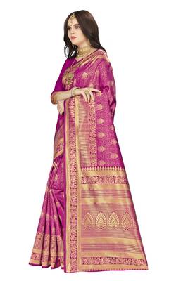 Purple Woven  Art Silk Saree With Blouse 2