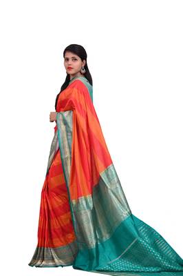 red woven banarasi saree with blouse 2