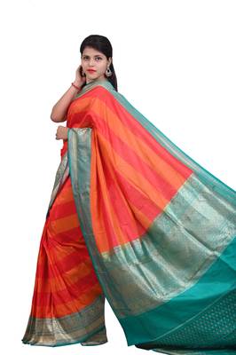 red woven banarasi saree with blouse 3