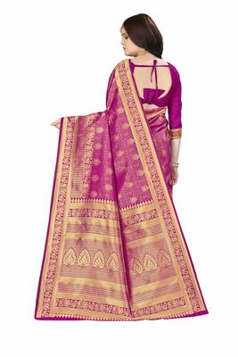 Purple Woven  Art Silk Saree With Blouse 3