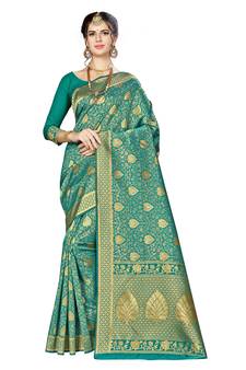Green Woven  Art Silk Saree With Blouse
