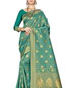 Green Woven Art Silk Saree With Blouse