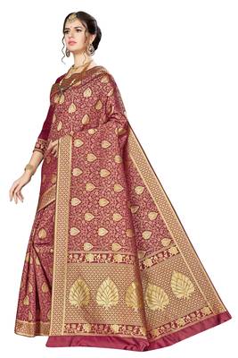 Maroon Woven  Art Silk Saree With Blouse 2
