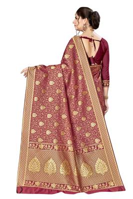 Maroon Woven  Art Silk Saree With Blouse 3