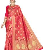 Red Woven Art Silk Saree With Blouse