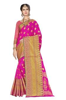 Pink Woven  Art Silk Saree With Blouse