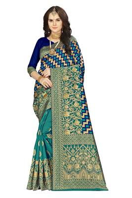 Multicolor Woven  Art Silk Saree With Blouse 1
