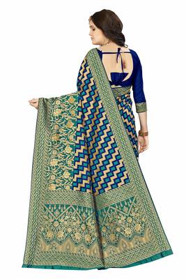 Multicolor Woven  Art Silk Saree With Blouse 3