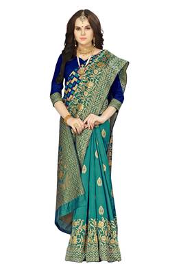Multicolor Woven  Art Silk Saree With Blouse 4