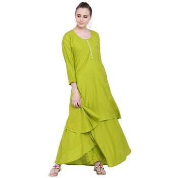 Green plain rayon kurtas-and-kurtis 1
