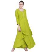 Green plain rayon kurtas-and-kurtis