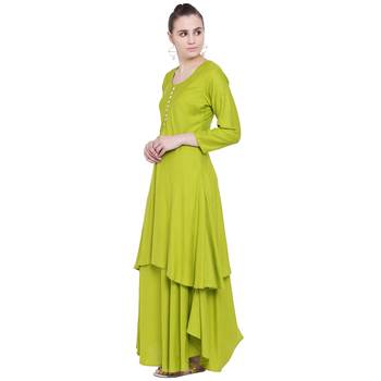 Green plain rayon kurtas-and-kurtis 3