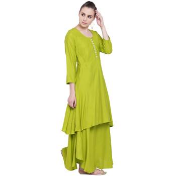 Green plain rayon kurtas-and-kurtis 4