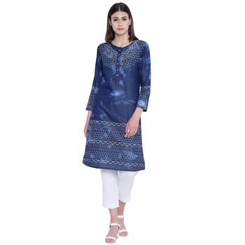 Blue printed cotton kurtas-and-kurtis 1